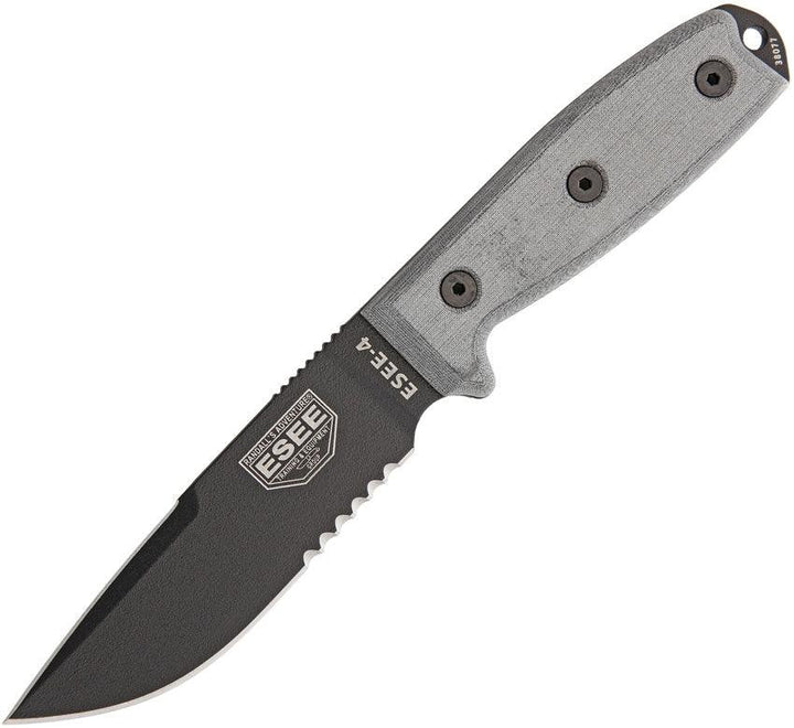 ESEE Model 4 Carbon Black Serrated 1095HC - Knives.mx