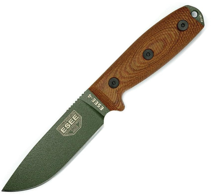 ESEE Model 4 Natural Micarta OD Green Powder Coated 1095HC - Knives.mx