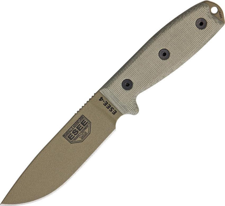 Esee Model 4 OD Green Micarta Dark Earth Powder Coated Blade 1095HC - Knives.mx