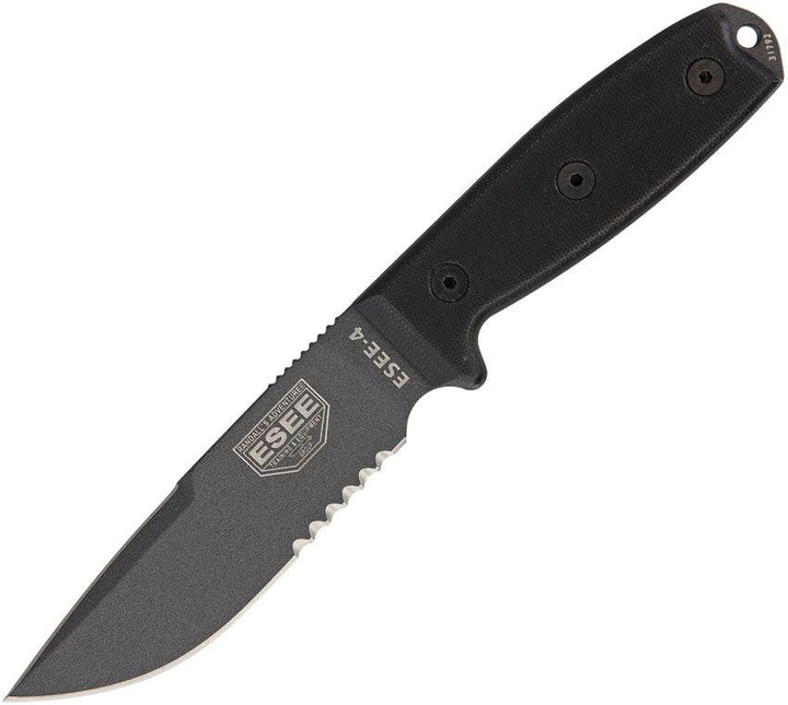 ESEE Model 4 Tactical Black Micarta Powder Coated Serrated 1095HC - Knives.mx