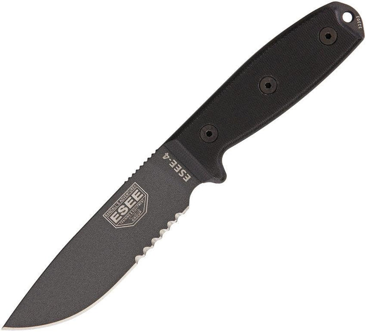 ESEE Model 4 Tactical Black Micarta Powder Coated Serrated 1095HC - Knives.mx