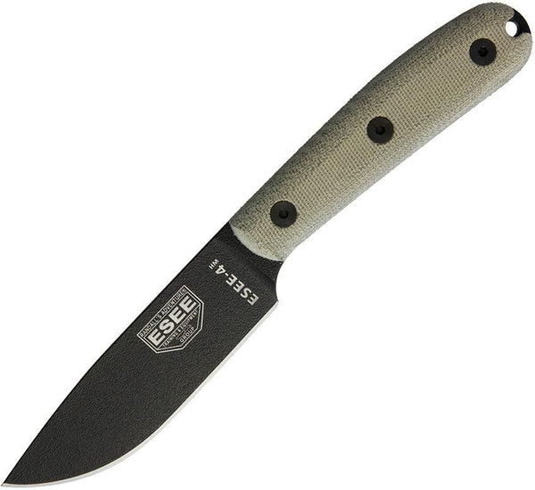 ESEE Model 4 Traditional Green Micarta Black Powder Coated 1095HC - Knives.mx