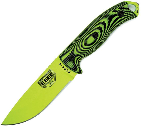 Esee Model 5 3D Black & Green G10 Venom Powder Coated 1095HC - Knives.mx