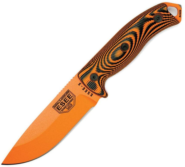 Esee Model 5 3D Black & Orange G10 Powder Coated 1095HC - Knives.mx