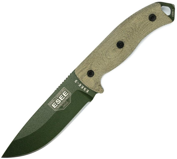 Esee Model 5 Green Micarta OD Green Powder Coated 1095HC - Knives.mx