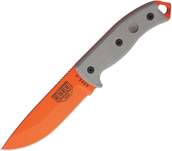 Esee Model 5 OD Green Orange Powder Coated 1095HC - Knives.mx