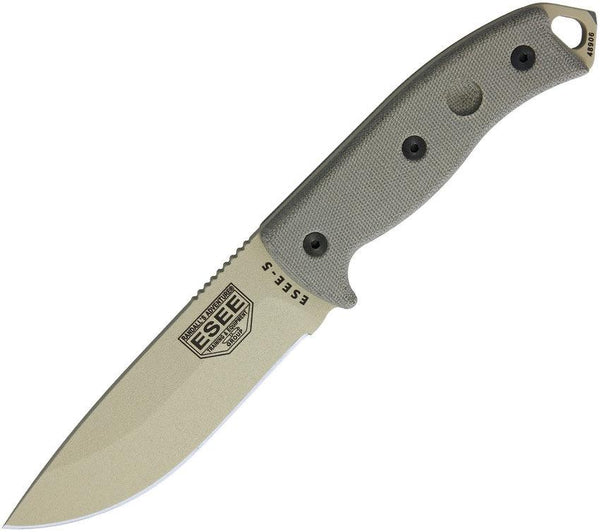 Esee Model 5 Survival OD Green Canvas Micarta Desert Tan 1095HC - Knives.mx