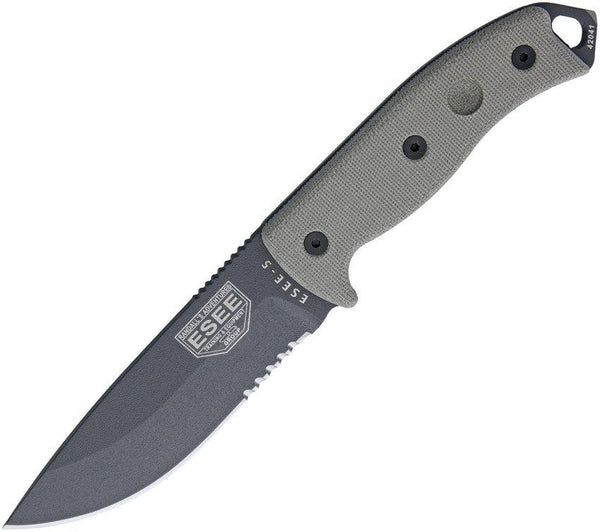 ESEE Model 5 Tactical Gunsmoke Gray Micarta Serrated 1095HC - Knives.mx