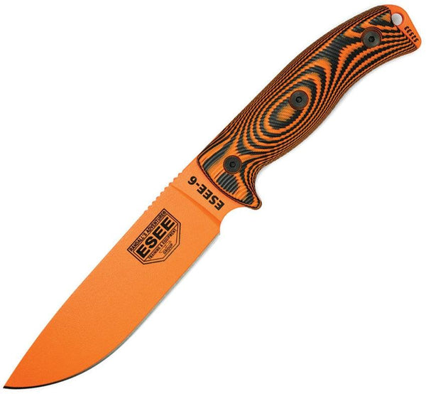 Esee Model 6 3D Black & Orange G10 Powder Coated 1095HC - Knives.mx