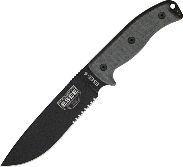 ESEE Model 6 Black Micarta Powder Coated Serrated 1095HC - Knives.mx