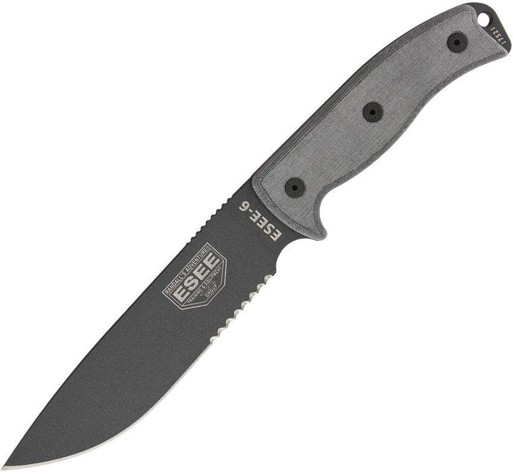 ESEE Model 6 Tactical Micarta Gunsmoke Gray Serrated 1095HC - Knives.mx