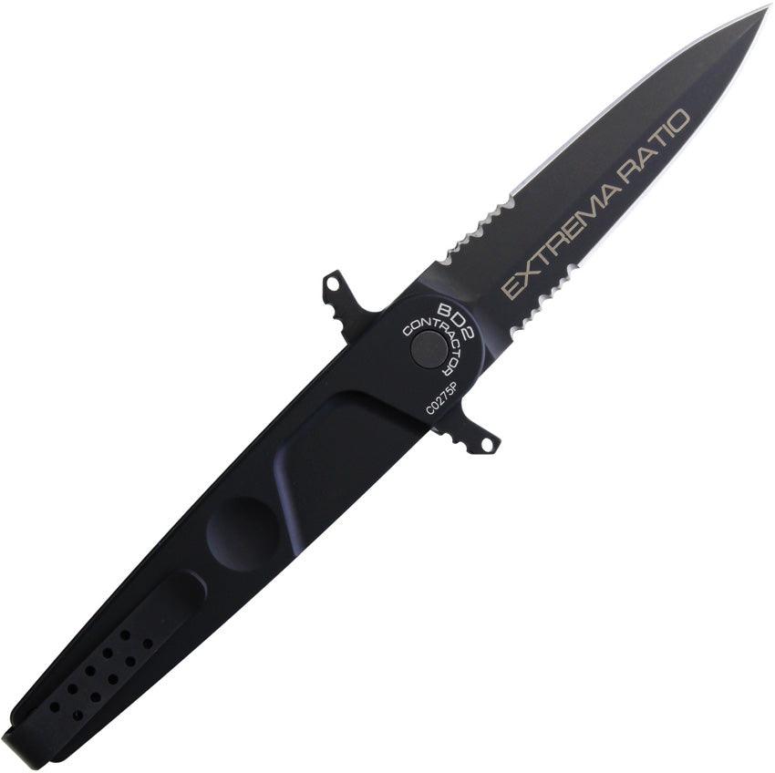 Extrema Ratio BD2 Contractor Linerlock Black Double Edge Bohler N690 - Knives.mx