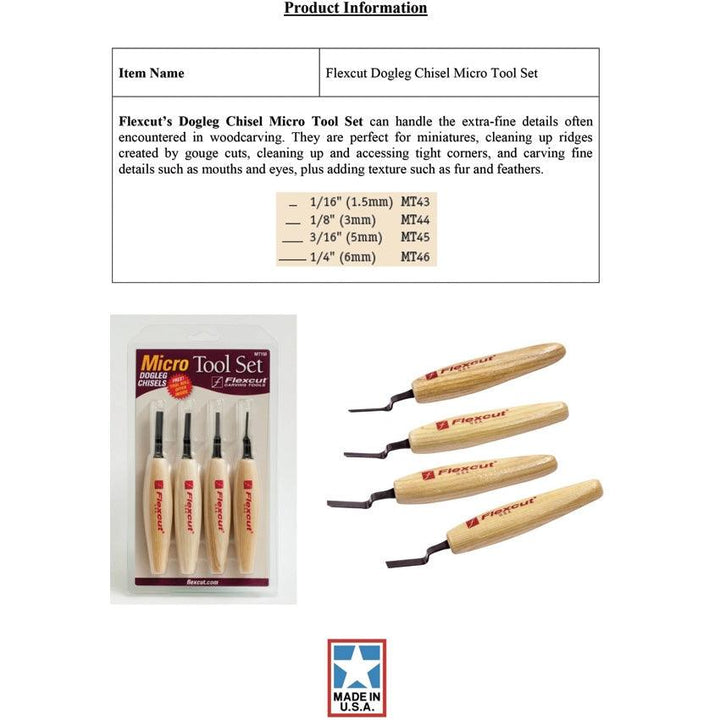 Flexcut Dogleg Chisel Micro Tool Set - Knives.mx