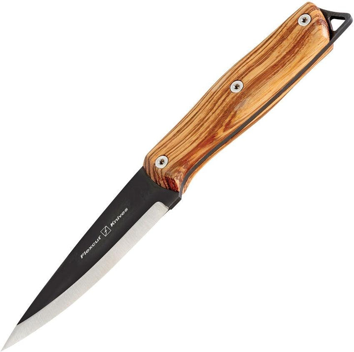 Flexcut Hawthorne Explorer Zebra Wood Zebra Wood Black Oxide Coated 1095HC - Knives.mx