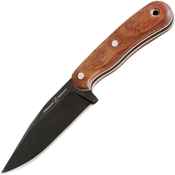 Flexcut Hawthorne Seeker Sapele Wood Handle With White G10 Black Oxide Coated 1095HC - Knives.mx