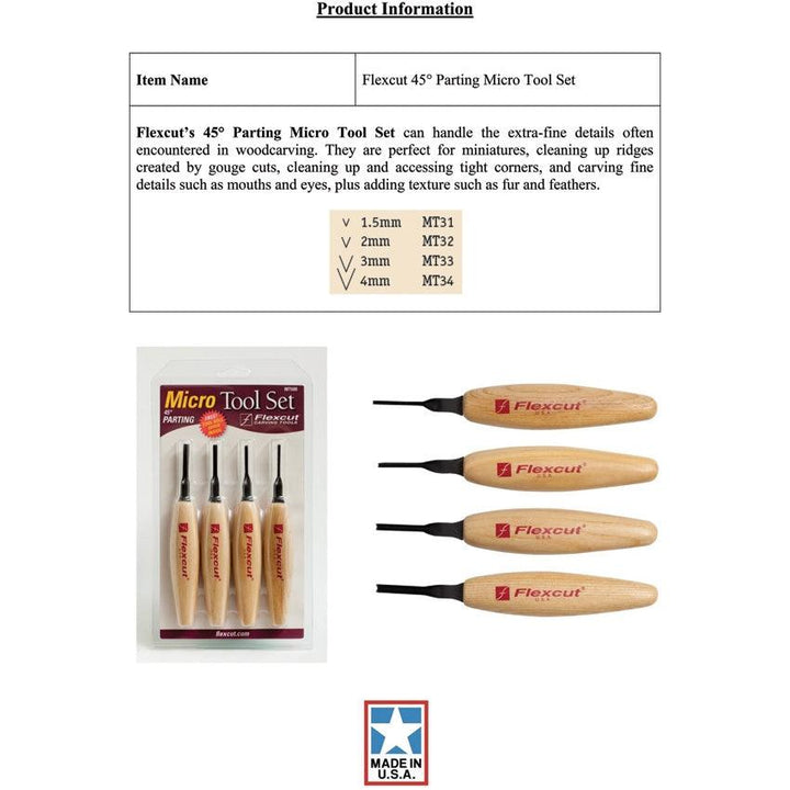 Flexcut Parting Micro Tool Set 45 deg - Knives.mx