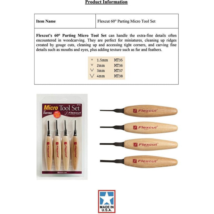 Flexcut Parting Micro Tool Set 60 deg - Knives.mx