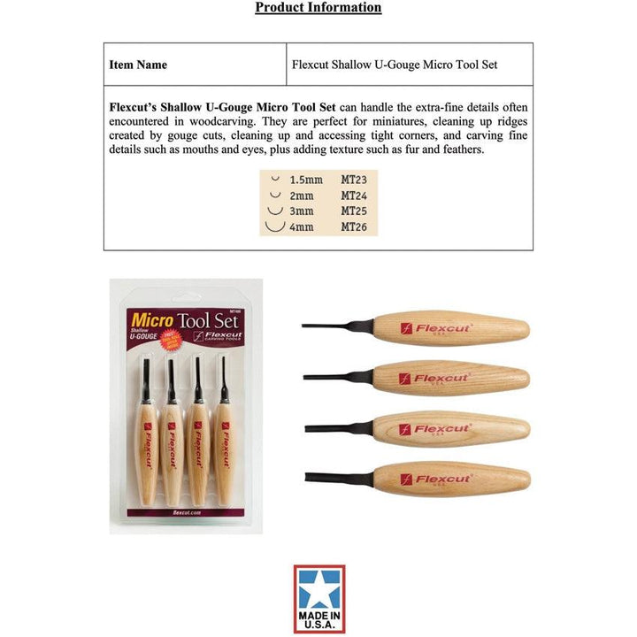 Flexcut Shallow U-Gouge Micro Tool Set - Knives.mx