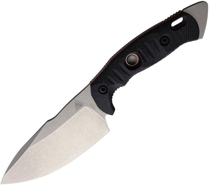 Fobos Knives Alaris Fixed Blade Black Micarta Red Liners Stonewash CPM-3V - Knives.mx