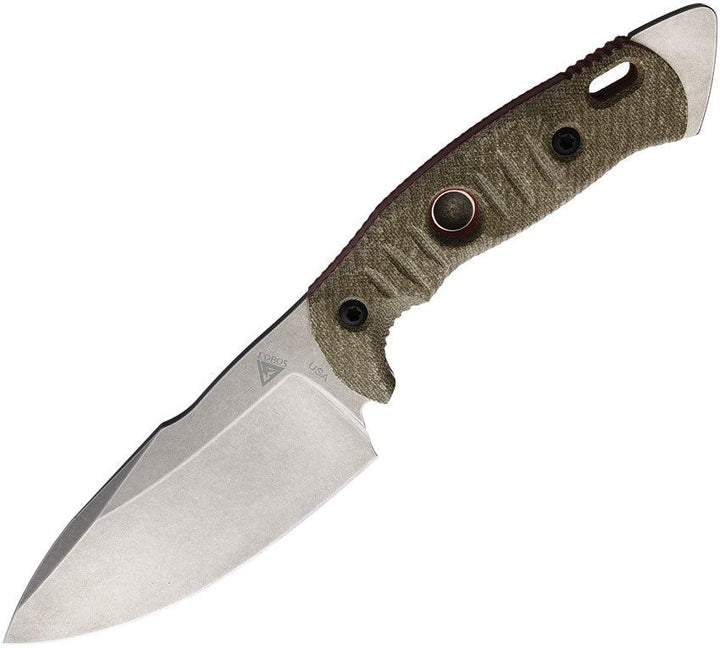 Fobos Knives Alaris Fixed Blade Green Micarta Red Liners Stonewash CPM-3V - Knives.mx