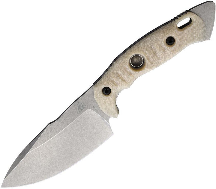 Fobos Knives Alaris Fixed Blade Ivory Micarta Black Liners Stonewash CPM-3V - Knives.mx