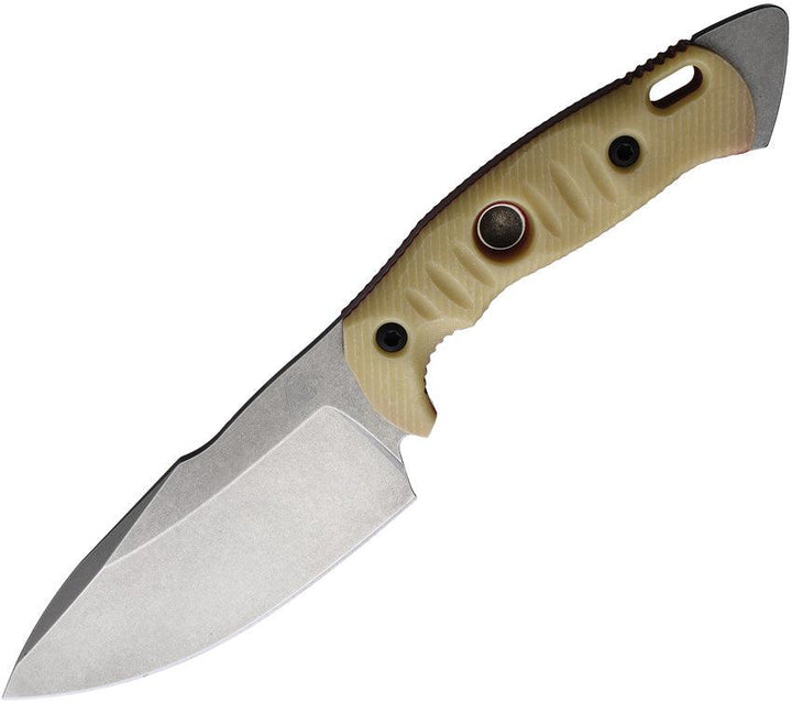 Fobos Knives Alaris Fixed Blade Ivory Micarta Red Liners Stonewash CPM-3V - Knives.mx