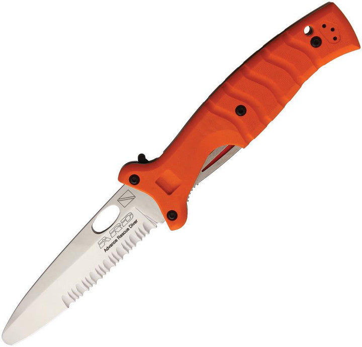 Fox Advance Rescue Dive Knife Orange G10 Mirror Serrated Bohler N690 - Knives.mx
