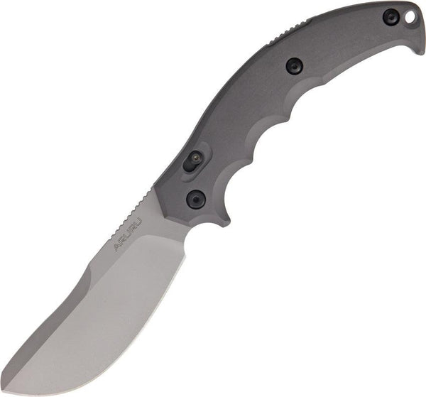 Fox Aruru Folder Gray Fingergrooved Bead Blast N690Co - Knives.mx