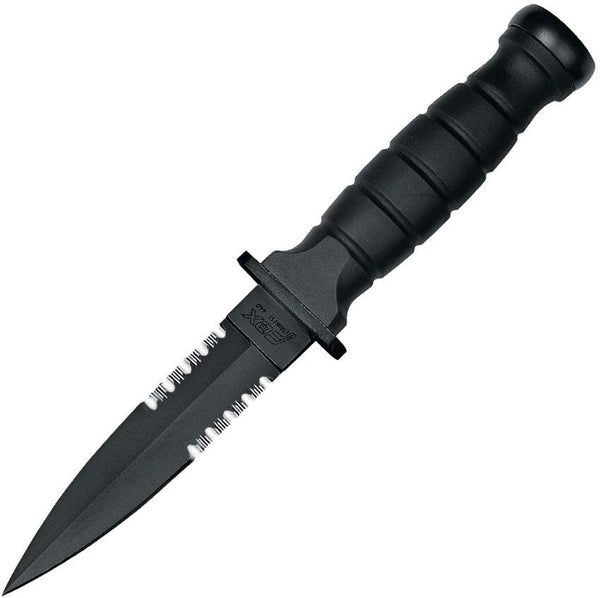 Fox Attack Small Dagger Black Kraton PTFE Coated Partially Serrated 440C Stainless - Knives.mx