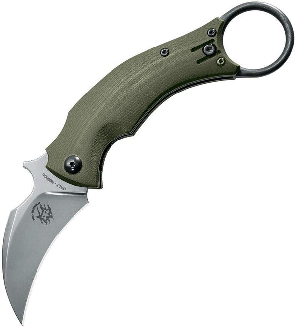 Fox Bastinelli BlackBird Linerlock OD Green G10 Stonewash Bohler N690 - Knives.mx