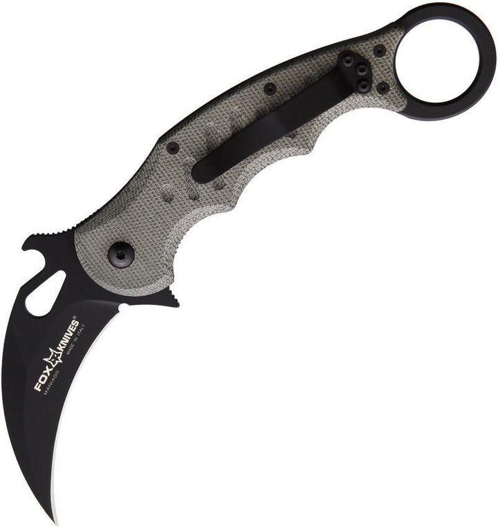 Fox Karambit Green Linen Micarta Black Coated N690Co - Knives.mx