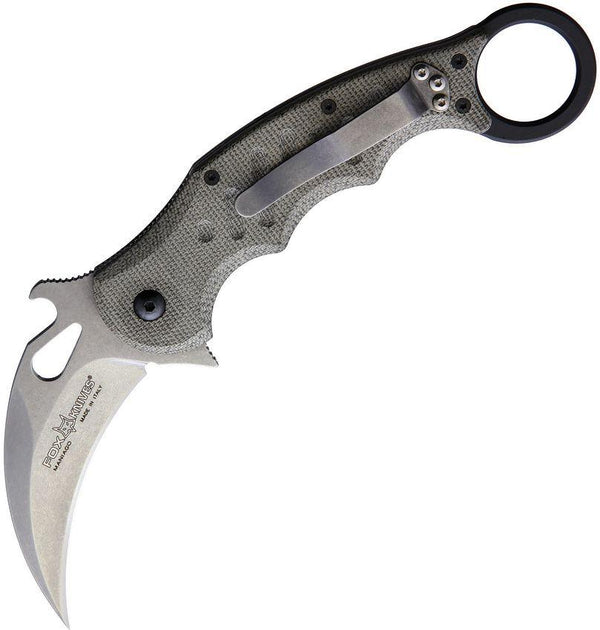 Fox Karambit Green Linen Micarta Stonewashed N690Co - Knives.mx