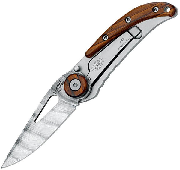 Fox Knives Trendy Framelock Cocobolo Wood Handle Damascus Blade - Knives.mx