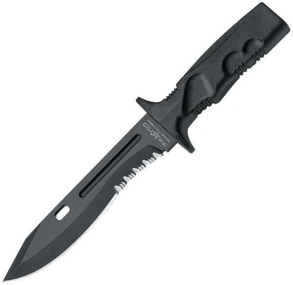 Fox Leonida Survival Knife Black Forprene Partially Serrated Bohler N690 - Knives.mx