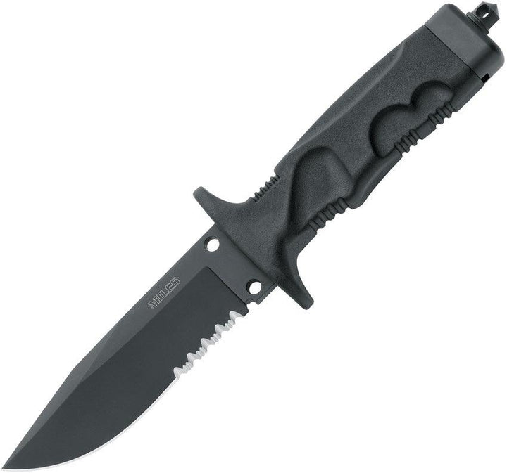 Fox Miles Combat Trooper Black Forprene PTFE Coated Partially Serrated Bohler N690 - Knives.mx