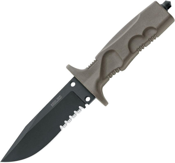 Fox Miles Combat Trooper Desert Tan Forprene PTFE Coated Partially Serrated Bohler N690 - Knives.mx