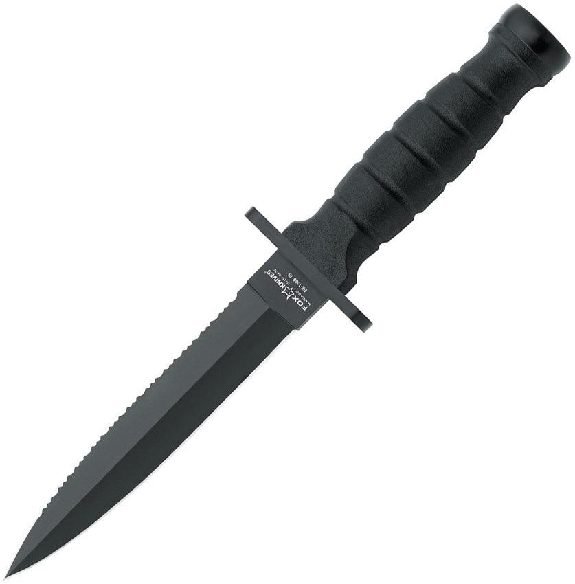 Fox Modern Dagger Black Kraton PTFE Coated Partially Serrated 440C Sta ...