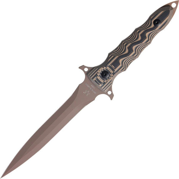 Fox Modras Dagger Black & Coyote G10 Double Edge Coyote Tan N690Co - Knives.mx