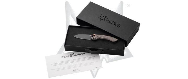 FOX Radius Finger Safe Lock Copper Shred Carbon Fiber Bohler M390 - Knives.mx