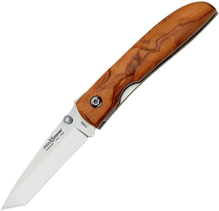 Fox Voyager Linerlock Tanto Olive Wood Satin Tanto 440C - Knives.mx