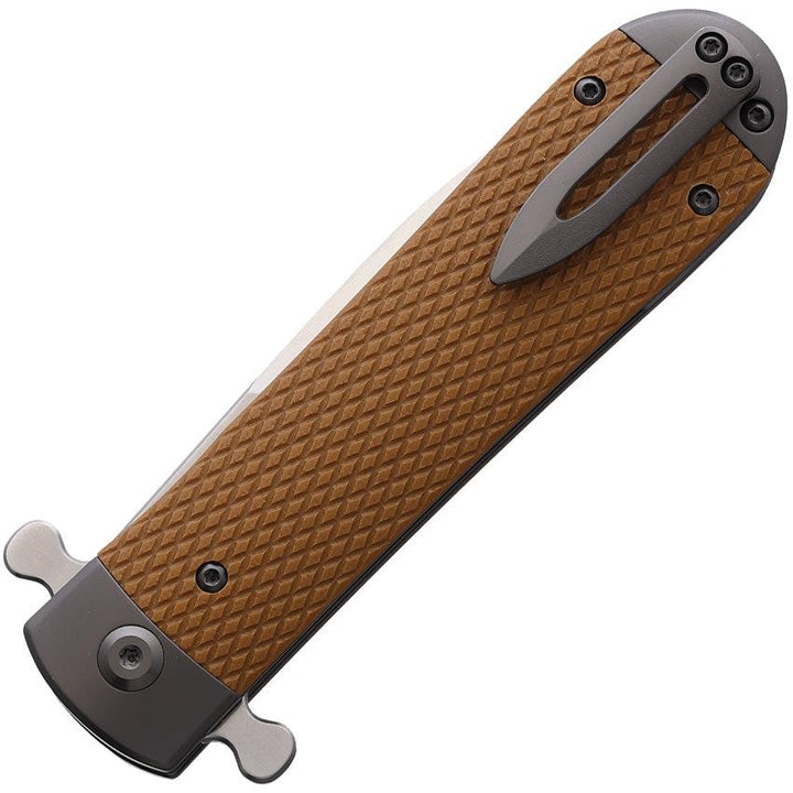 Ganzo Samson Linerlock Brown Textured G10 Satin D2 - Knives.mx