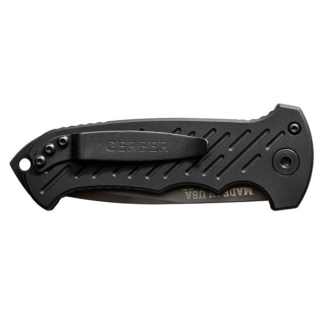 Gerber Auto 06 Button Lock Black Aluminum Oxide Coated Drop CPM S30V - Knives.mx