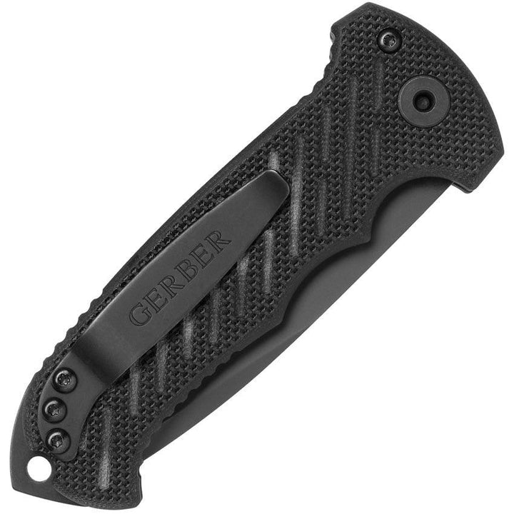 Gerber Auto 06 Button Lock Black G10 Oxide Coated Serrated Tanto CPM S30V - Knives.mx