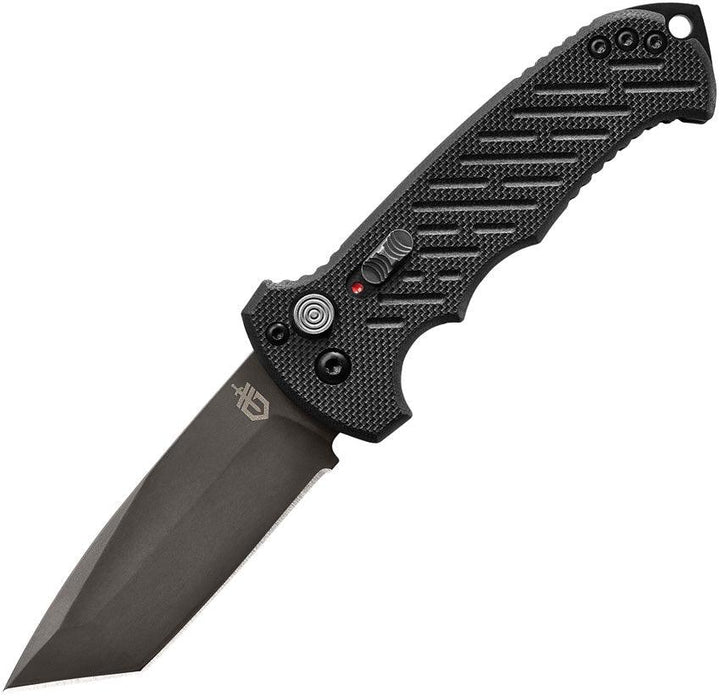 Gerber Auto 06 Button Lock Black G10 Oxide Coated Tanto CPM S30V - Knives.mx