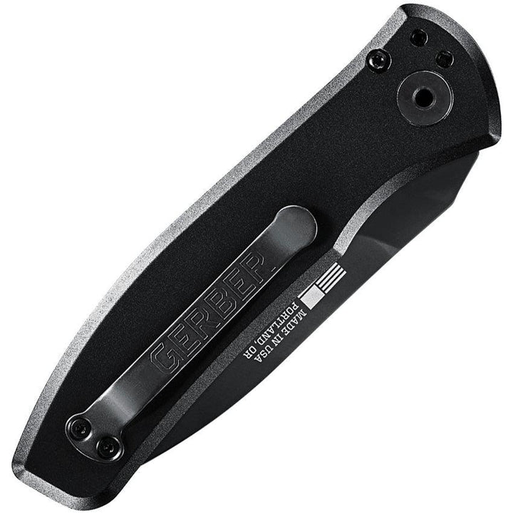 Gerber Auto Empower Plunge Lock Black Anodized Aluminum Serrated Oxide Coated S30V - Knives.mx