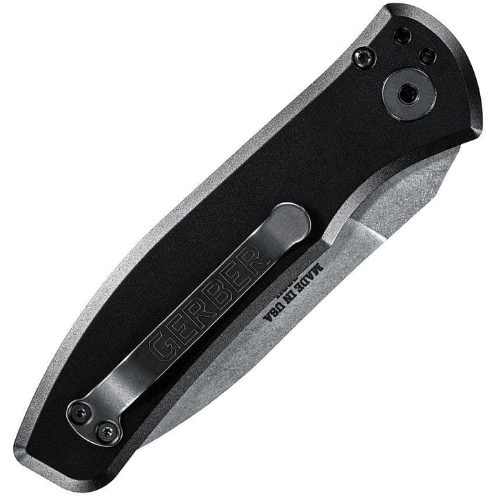 Gerber Auto Empower Plunge Lock Black Anodized Aluminum Stonewash CPM S30V - Knives.mx