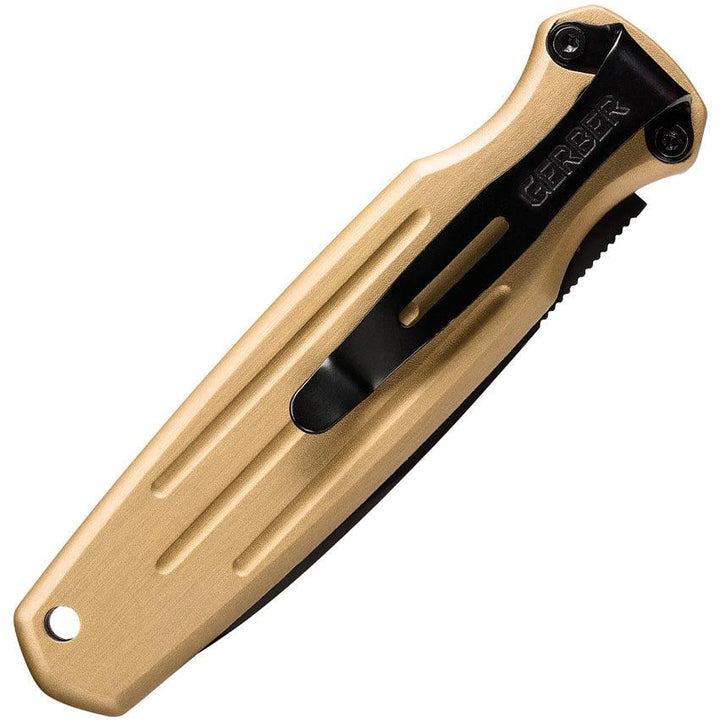 Gerber Auto Mini Covert Button Lock Coyote Brown Anodized Aluminum Black Coated CPM S30V - Knives.mx