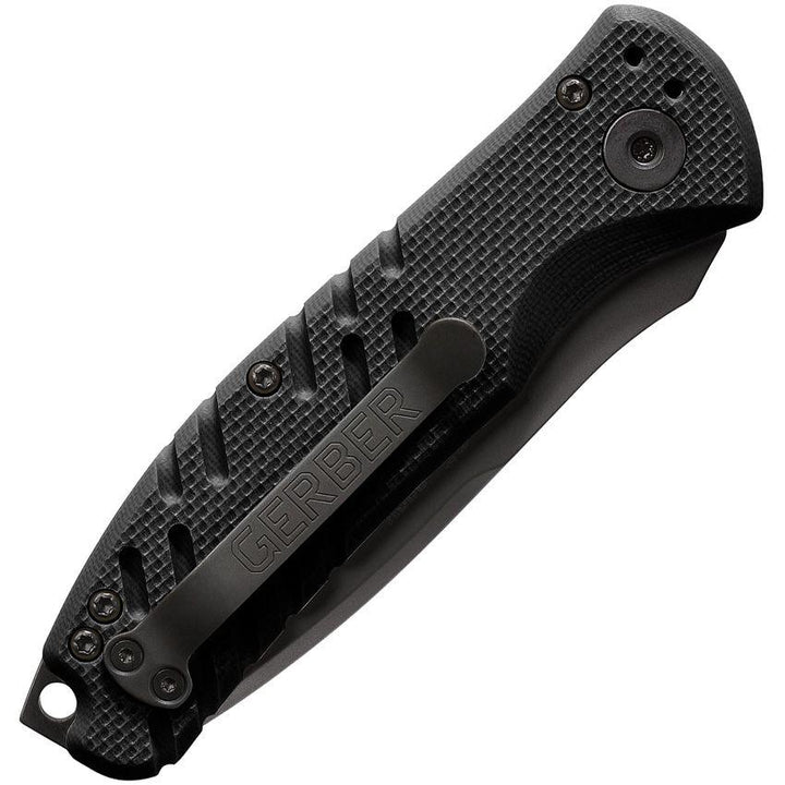 Gerber Auto Propel Plunge Lock Black G10 Oxide Coated Serrated Tanto 420HC - Knives.mx