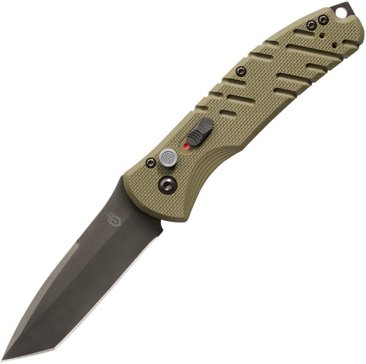 Gerber Auto Propel Plunge Lock OD Green G10 Black Oxide Coated Tanto CPM S30V - Knives.mx