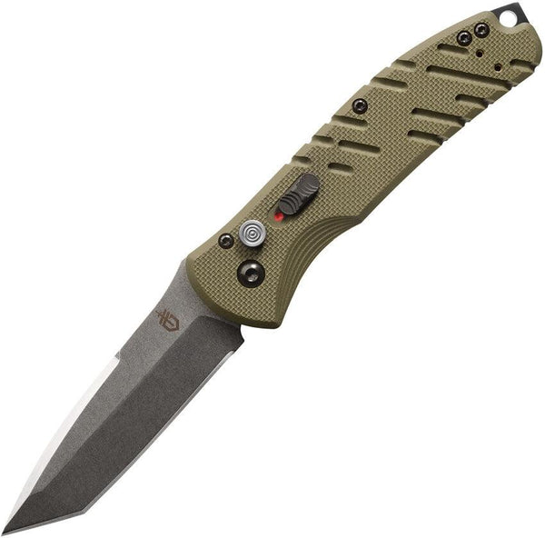 Gerber Auto Propel Plunge Lock OD Green G10 Stonewashed Tanto CPM S30V - Knives.mx